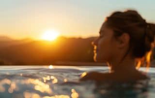 Lady weighing the pros and cons of owning a Costco Hot Tub in Denver
